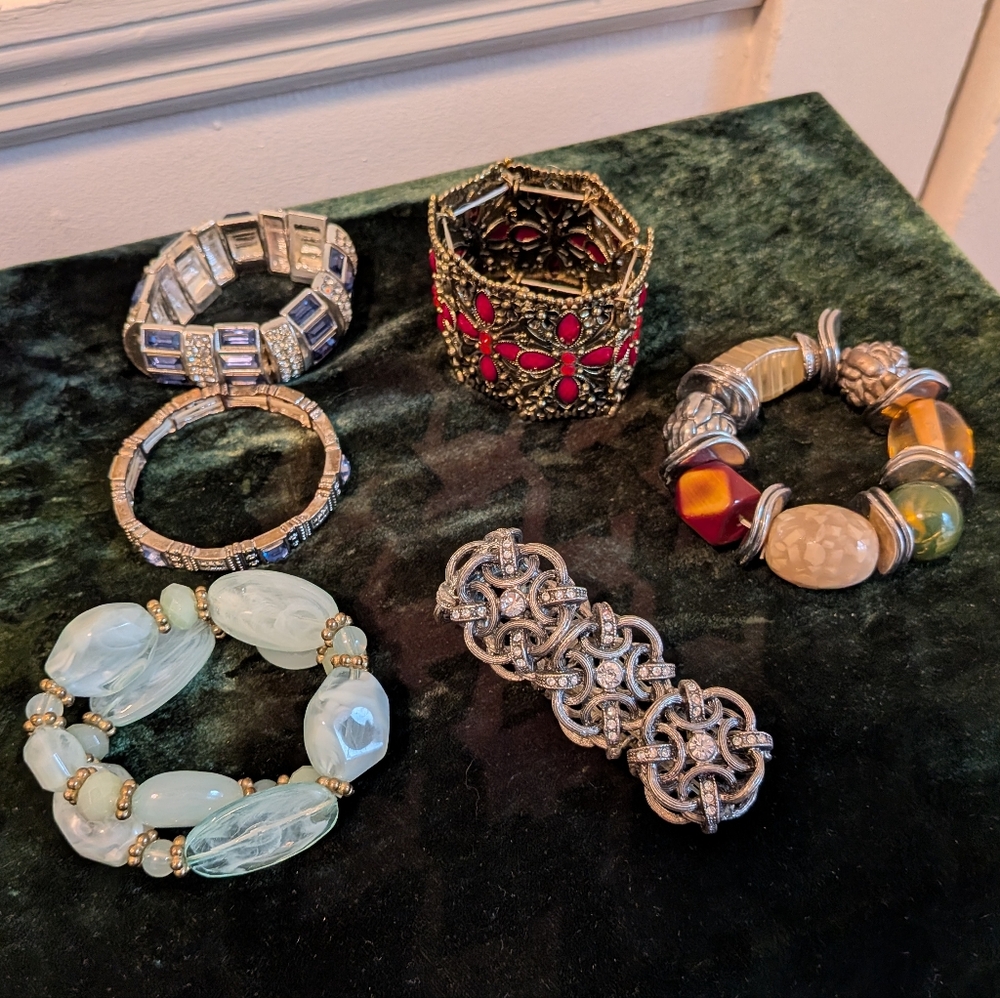 Lot Of Six Boho Elastic Beaded Y2K Festival Bracelets
